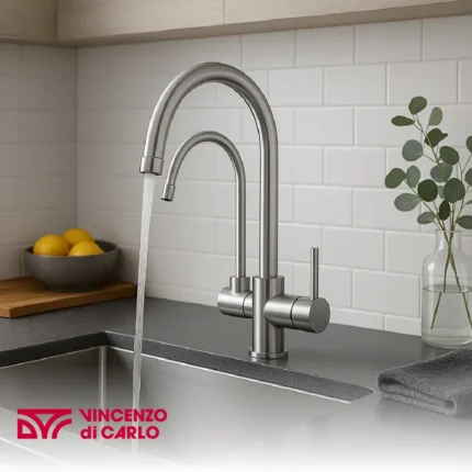 Grifería de Cocina Doble Comando con Caño Alto